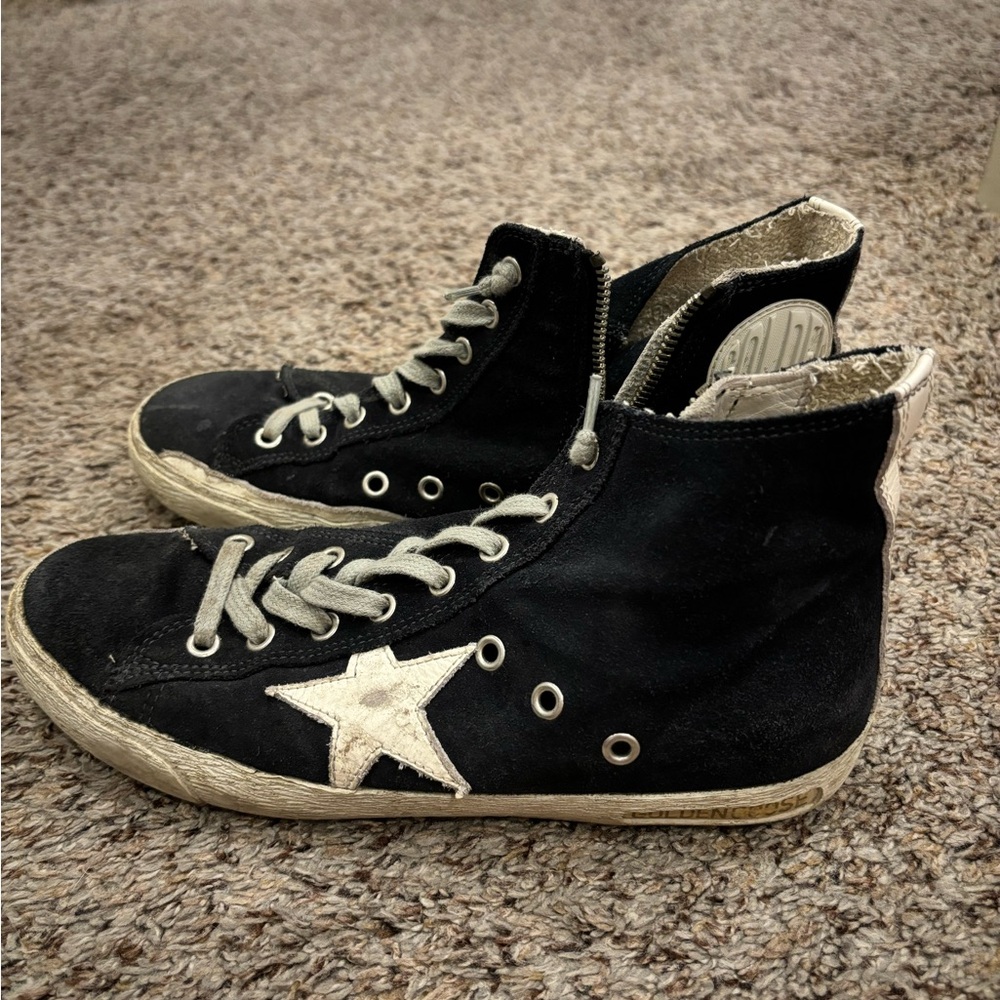 High top navy golden goose shoes. Size 9.